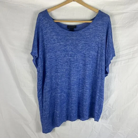 Lane Bryant Plus Size 18/20 Heather Royal Blue V-Neck Short Sleeve Asymmetrical - Picture 1 of 6